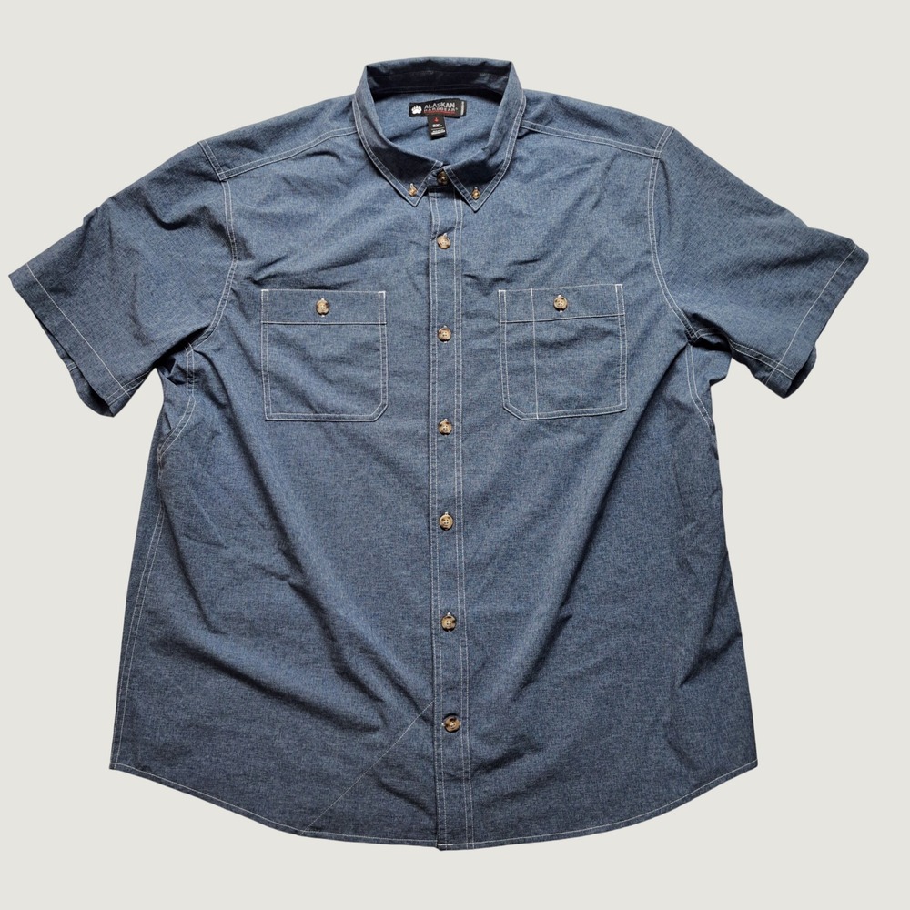Alaskan Hardgear Duluth Trading Co Shirt Mens 2XL Blue Excellent Short Sleeve